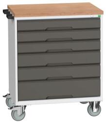 bott Verso mobil íróasztal fiókokkal, 98 x 80 x 60 cm, 6 fiókos, matt, szürke-antracit