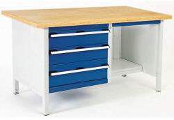 bott Műhelyasztal Bott Cubio Tároló, 84 x 150 x 75 cm, 3 fiók, polcok, linóleum, szürke-kék