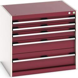 bott Műhely fiókos szekrény Bott Cubio, 70 x 80 x 65 cm, 5 fiókos, szürke-piros