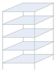 Schulte Design Taranis fém polcállvány, alapkivitel, 200 x 100 x 80 cm, 2 330 kg, 5 polccal, ezüst