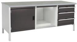 bott Műhelyasztal Bott Cubio Tároló, 84 x 200 x 75 cm, 1 szekrény, 3 fiók, polcok, linóleum, szürke-antracit