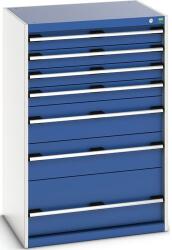 bott Műhely fiókos szekrény Bott Cubio 200, 120 x 80 x 65 cm, 7 fiókos, szürke-kék