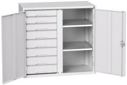 bott Verso fém tároló szekrény, 100 x 105 x 55 cm, 2 polc, 8 fiók, szürke-szürke - manutan - 868 274 Ft