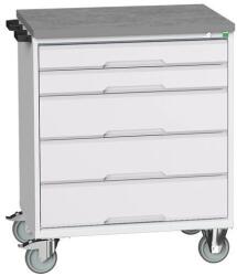 bott Verso mobil íróasztal fiókokkal, 98 x 80 x 60 cm, 5 fiókos, linóleum, szürke-szürke