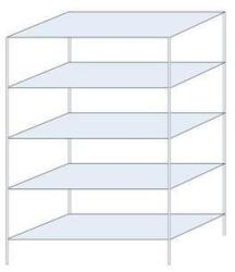Schulte Design Ogmios fém polcállvány, alapkivitel, 200 x 130 x 60 cm, 1300 kg, 5 polc, 250 kg/polc, horganyzott