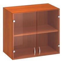 Alfa Office Alfa 500 hozzáépíthető alacsony, széles szekrény, 71, 7 x 80 x 45, 8 cm, üvegajtóval, cseresznye mintázat