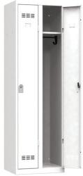 Vinco hegesztett öltözőszekrény, 2 rekeszes, 300 mm, hengerzárral, fehér/fehér