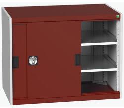bott Műhelyszekrény tolóajtókkal, 80 x 105 x 65 cm, 2 polccal, szürke-piros