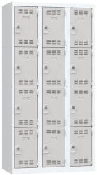 Vinco hegesztett öltözőszekrény, 3 oszlopban 12 rekesszel, 300 mm, forgóretesszel, szürke/szürke