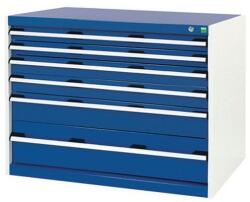 bott Műhely fiókos szekrény Bott Cubio, 80 x 105 x 65 cm, 6 fiókos, szürke-kék