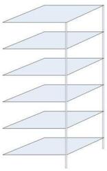 Schulte Design Ogmios fém polcállvány, hozzáépíthető, 250 x 100 x 80 cm, 1700 kg, 6 polc, 250 kg/polc, horganyzott