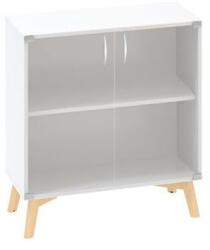 Alfa Office Alacsony szekrény Alfa Root üvegajtóval, 1 polc, 80 x 45, 8 x 88, 7 cm, fehér