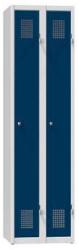 Polak Fém szekrény, 2 ajtós, lábazaton, 800 x 500 x 1850 mm, szürke-sötétkék