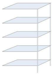 Schulte Design Taranis fém polcállvány, hozzáépíthető, 200 x 100 x 50 cm, 1170 kg, 5 polccal, ezüst