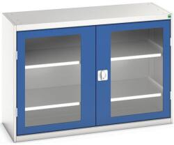 bott Műhelyszekrény átlátszó ajtókkal Bott Verso, 90 x 130 x 55 cm, 2 polccal, szürke-kék