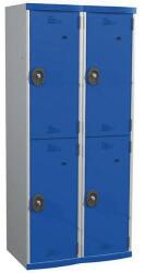 Acial hegesztett öltözőszekrény, 2 oszlopban 4 rekesszel, 400 mm, hengerzárral, szürke/kék