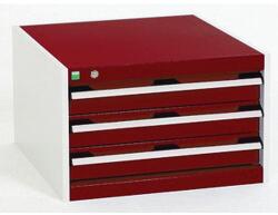 bott Műhely fiókos szekrény Bott Cubio, 40 x 65 x 75 cm, 3 fiókos, szürke-piros