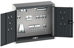 bott Cubio akasztós szekrény szerszámtartókkal és perforált panelekkel, 70 x 80 x 32, 5 cm, 20 tartó, szürke-antracit