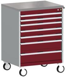 bott Cubio mobil komód, 109 x 80 x 65 cm, 7 fiókos, linóleum, szürke-piros