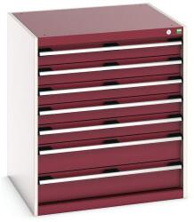 bott Műhely fiókos szekrény Bott Cubio, 90 x 80 x 75 cm, 7 fiókos, szürke-piros