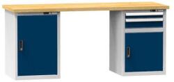 POLAK Műhelyasztal KOMBI KB5720, 2000 x 700 x 890 mm, BÜKK, szürke-sötétkék