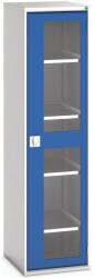bott Műhelyszekrény átlátszó ajtókkal Bott Verso, 200 x 52, 5 x 55 cm, 4 polcos, szürke-kék