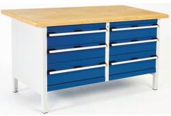 bott Műhelyasztal Bott Cubio Tároló, 84 x 150 x 75 cm, 6 fiók, linóleum, szürke-kék