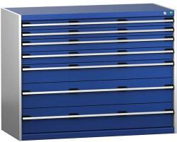 bott Műhely fiókos szekrény Bott Cubio 200, 100 x 130 x 65 cm, 7 fiókos, szürke-kék