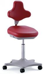 Bimossa Munkaszék Bimos Labster 9103 kerekekkel, lábtartó nélkül, bőr, piros/szürke