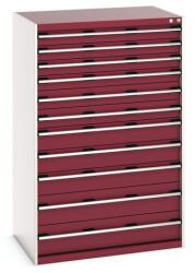 bott Műhely fiókos szekrény Bott Cubio, 160 x 105 x 75 cm, 11 fiókos, szürke-piros