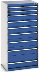 bott Műhely fiókos szekrény Bott Cubio 200, 160 x 80 x 65 cm, 9 fiókos, szürke-kék