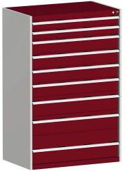bott Műhely fiókos szekrény Bott Cubio, 160 x 105 x 65 cm, 9 fiókos, szürke-piros