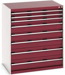 bott Műhely fiókos szekrény Bott Cubio, 120 x 105 x 75 cm, 8 fiókos, szürke-piros