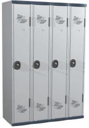 Acial hegesztett öltözőszekrény, 4 rekeszes, 300 mm, hengerzárral, szürke/szürke