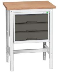 bott Műhelyasztal Bott Verso, 78-93 x 70 x 60 cm, 3 fiókos, multiplex, szürke-antracit