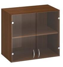 Alfa Office Alfa 500 hozzáépíthető alacsony, széles szekrény, 71, 7 x 80 x 45, 8 cm, üvegajtóval, dió mintázat