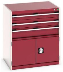 bott Műhely fiókos szekrény Bott Cubio 200, 90 x 80 x 65 cm, 3 fiók, 1 szekrény, szürke-piros
