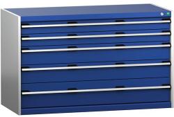 bott Műhely fiókos szekrény Bott Cubio 200, 80 x 130 x 65 cm, 5 fiókos, szürke-kék