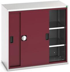 bott Műhelyszekrény tolóajtókkal, 100 x 105 x 55 cm, 2 polccal, szürke-piros