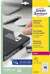 Avery-Zweckform öntapadós címke eltávolítás elleni védelemmel, sakktábla, matt, fehér, 45, 7 x 21, 2 mm