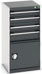 bott Műhely fiókos szekrény Bott Cubio, 100 x 52, 5 x 52, 5 cm, 4 fiók, 1 szekrény, szürke-antracit