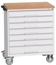 bott Verso mobil íróasztal fiókokkal, 98 x 80 x 60 cm, 7 fiókos, multiplex, szürke-szürke
