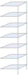 Schulte Design Taranis fém polcállvány, hozzáépíthető, 300 x 75 x 50 cm, 970 kg, 7 polccal, ezüst