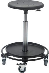 Global Professional Seating Műhelyzsámoly kerekekkel, magas, fekete