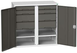 bott Fém tárolószekrény Bott Verso, 100 x 105 x 55 cm, 2 polc, 8 fiók, szürke-antracit - manutan - 806 323 Ft