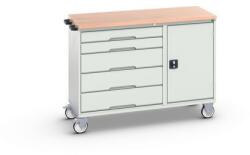 bott Karbantartó fiókos kocsi Bott Verso, 98 x 130 x 60 cm, 5 fiókos, szekrényes, multiplex, szürke-szürke