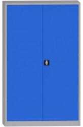 Kovona Hegesztett fém műhelyszekrény, 195 x 120 x 50 cm, 4 polc, teherbírás 100 kg/polc, szürke/világoskék