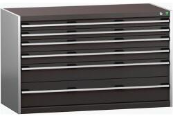 bott Műhely fiókos szekrény Bott Cubio 200, 80 x 130 x 65 cm, 6 fiókos, szürke-antracit