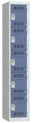 Vinco hegesztett öltözőszekrény, 1 oszlopban 5 rekesszel, 300 mm, hengerzárral, szürke/kék