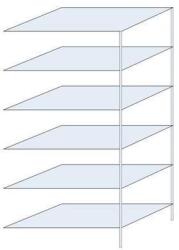 Schulte Design Hathor fém polcállvány, kétoldalú, hozzáépíthető, 200 x 100 x 60 cm, 1 400 kg, 6 polc, horganyzott